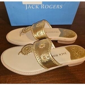 Jack Rogers Jacks II Metallic Gold Thong Sandals